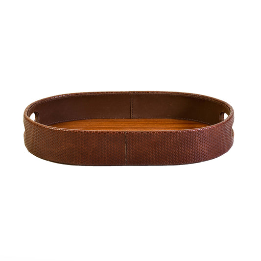 Leatherette Serving Tray Set of 2 | Brown | Capsule Ichkan