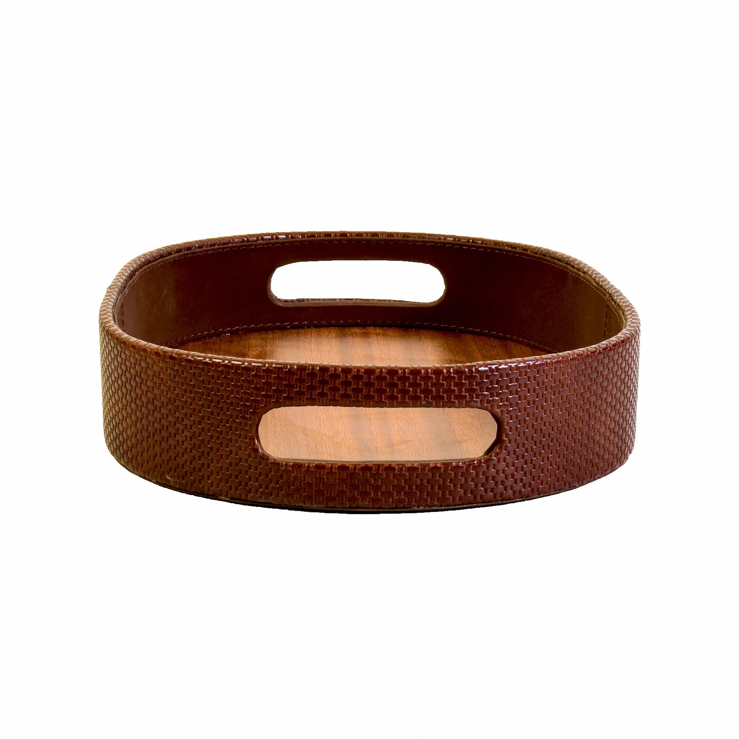 Leatherette Serving Tray Set of 2 | Brown | Capsule Ichkan