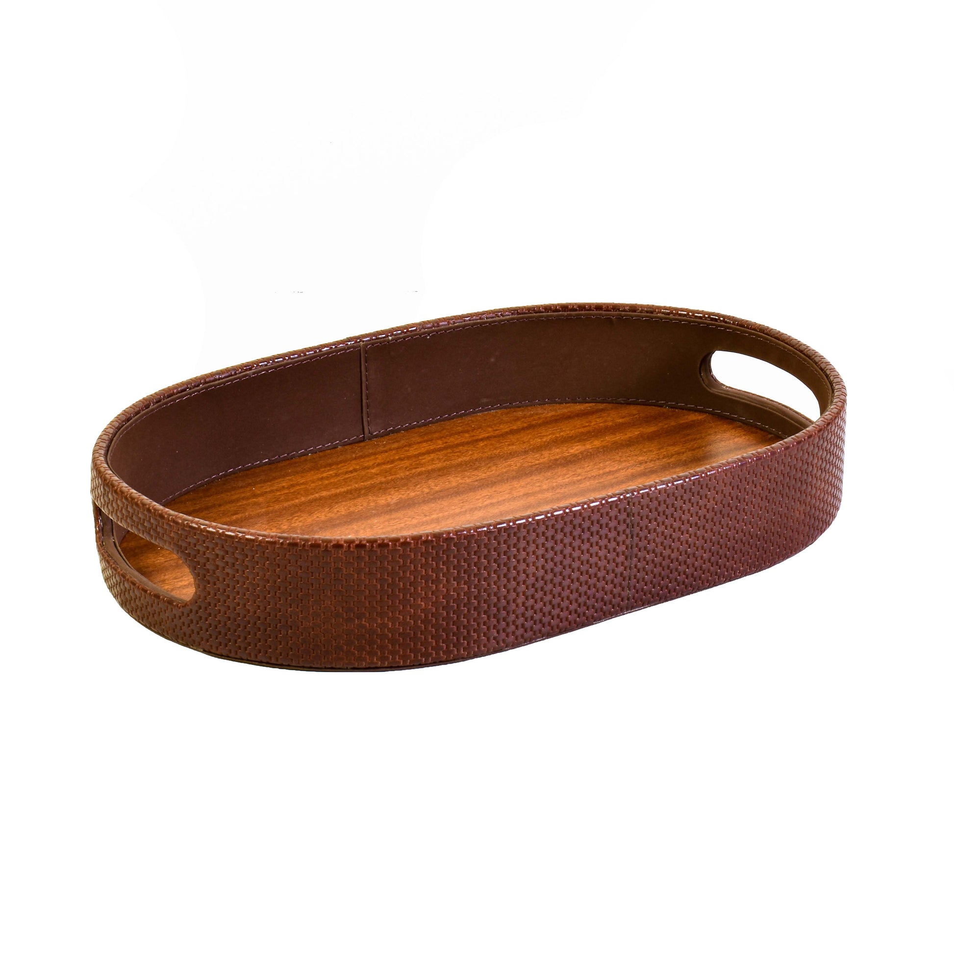 Leatherette Serving Tray Set of 2 | Brown | Capsule Ichkan