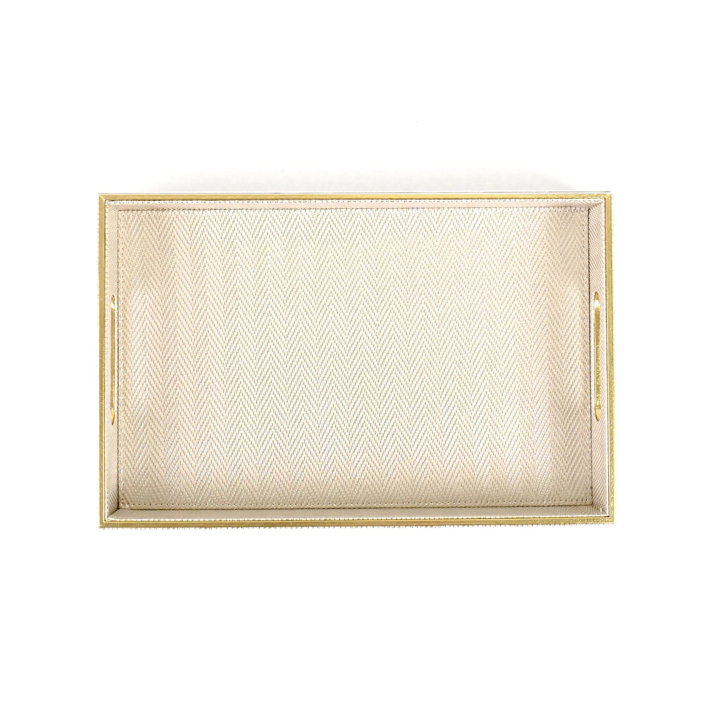 Leatherette Rectangle Serving Tray Set of 2 | White Gold | Hamilton Ichkan