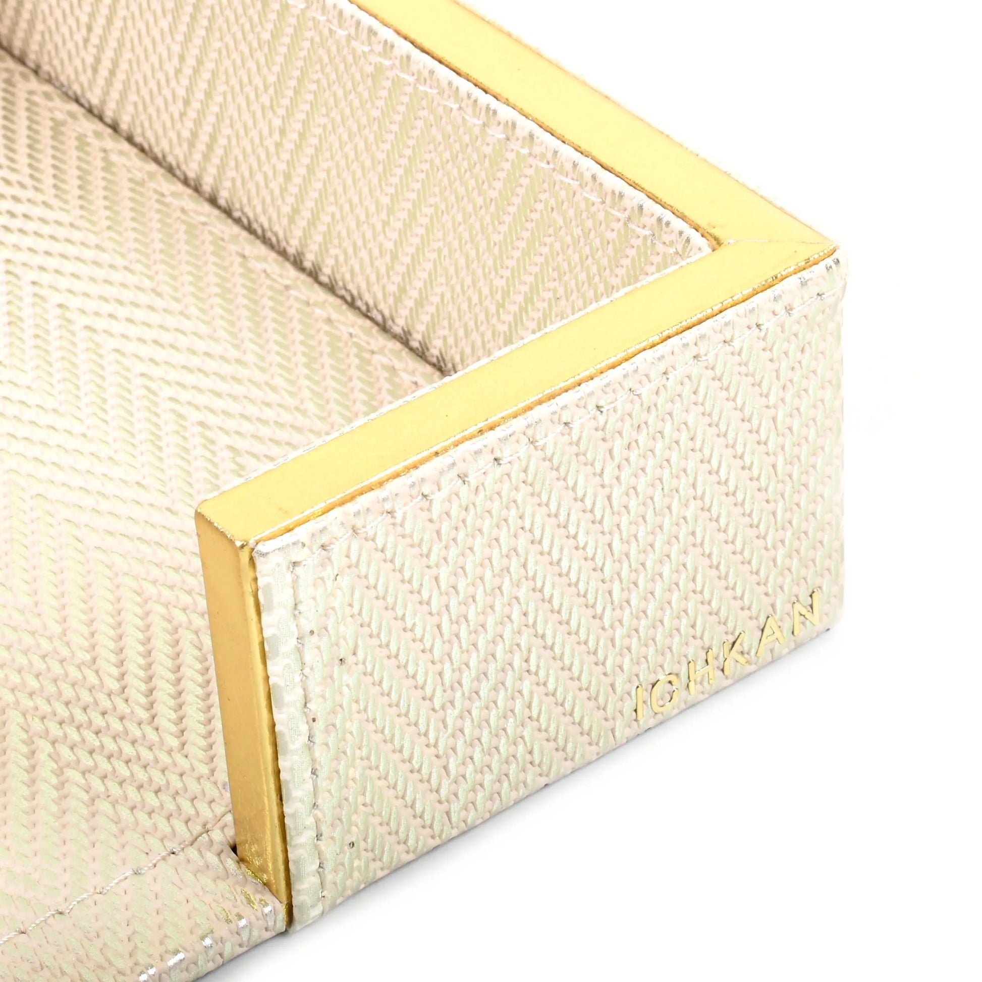 Leatherette Weight Tissue Holder | White Gold | Hamilton Ichkan