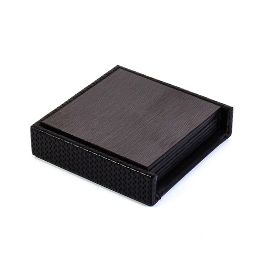 Leatherette Square Coasters Set of 6 | Black | Rubix Ichkan