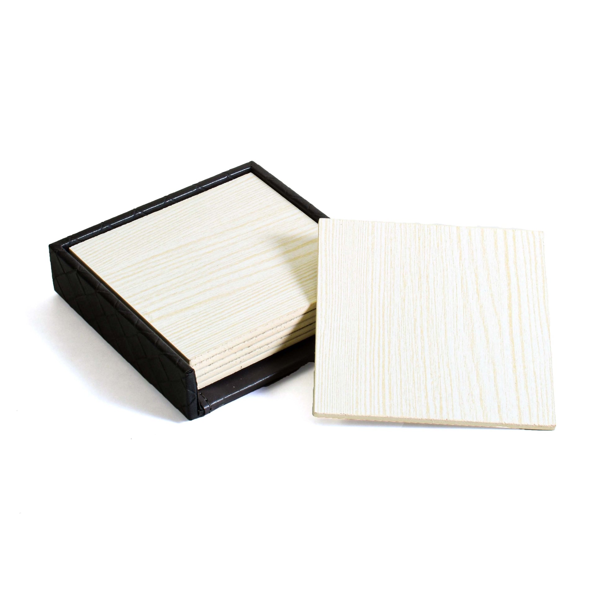 Leatherette Square Coasters Set of 6 | Grey | Rubix Ichkan