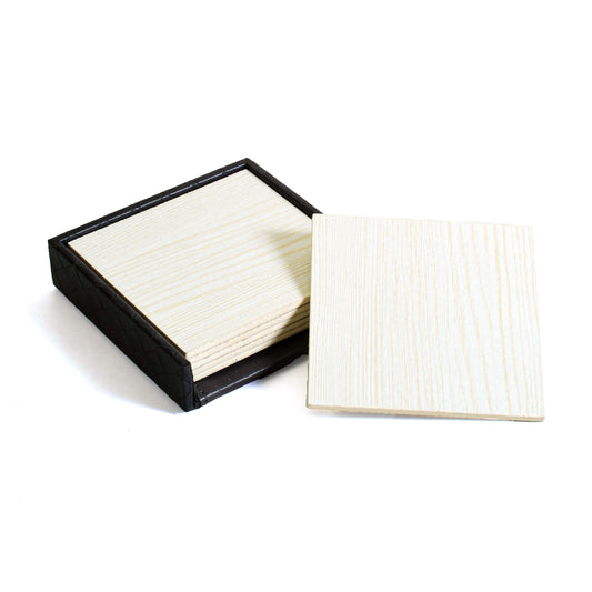 Leatherette Square Coasters Set of 6 | Grey | Rubix Ichkan