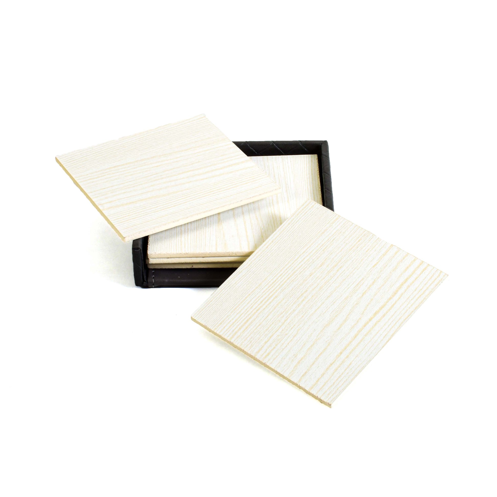 Leatherette Square Coasters Set of 6 | Grey | Rubix Ichkan