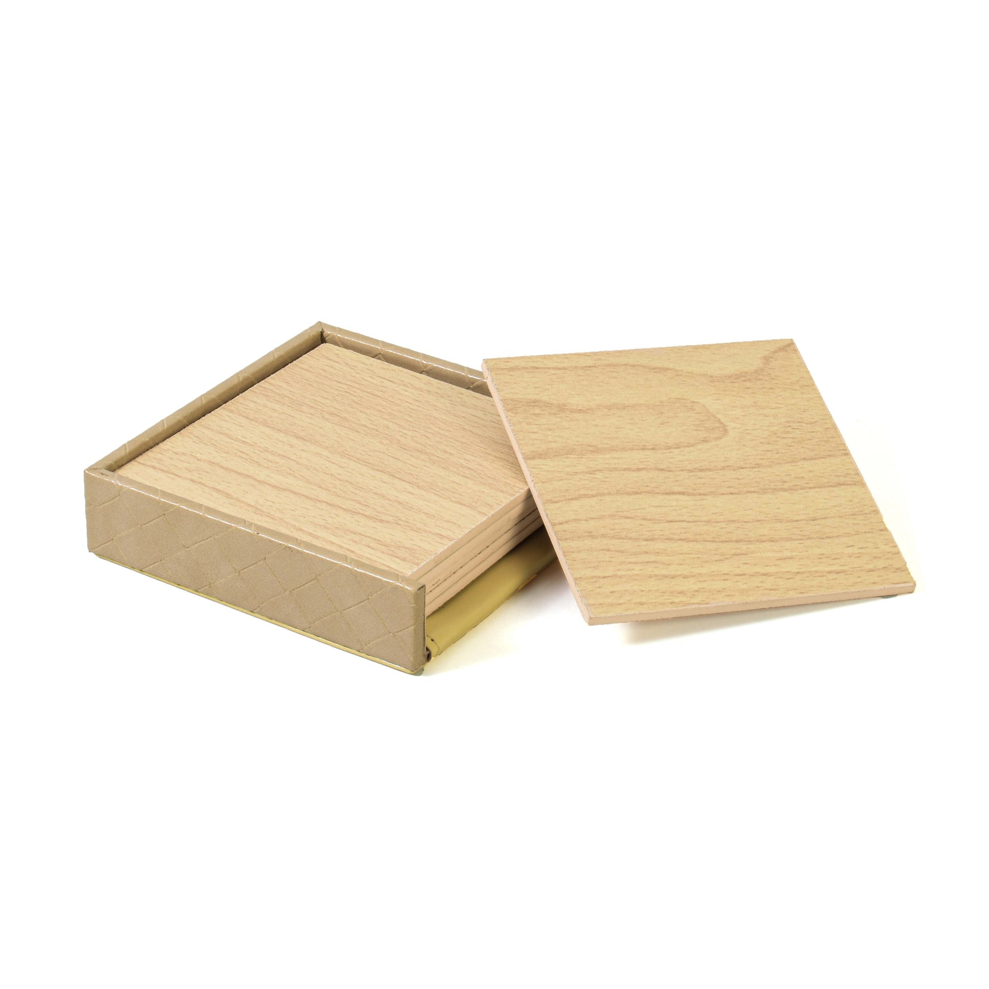 Leatherette Square Coasters Set of 6 | Ivory | Rubix Ichkan