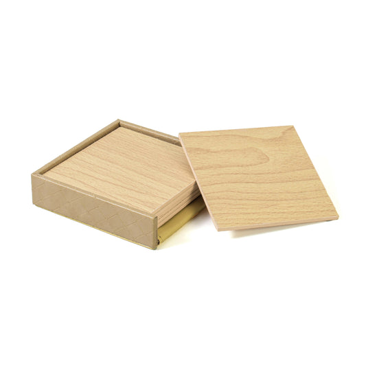 Leatherette Square Coasters Set of 6 | Ivory | Rubix Ichkan
