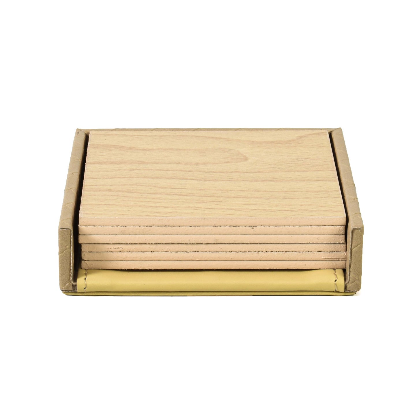 Leatherette Square Coasters Set of 6 | Ivory | Rubix Ichkan