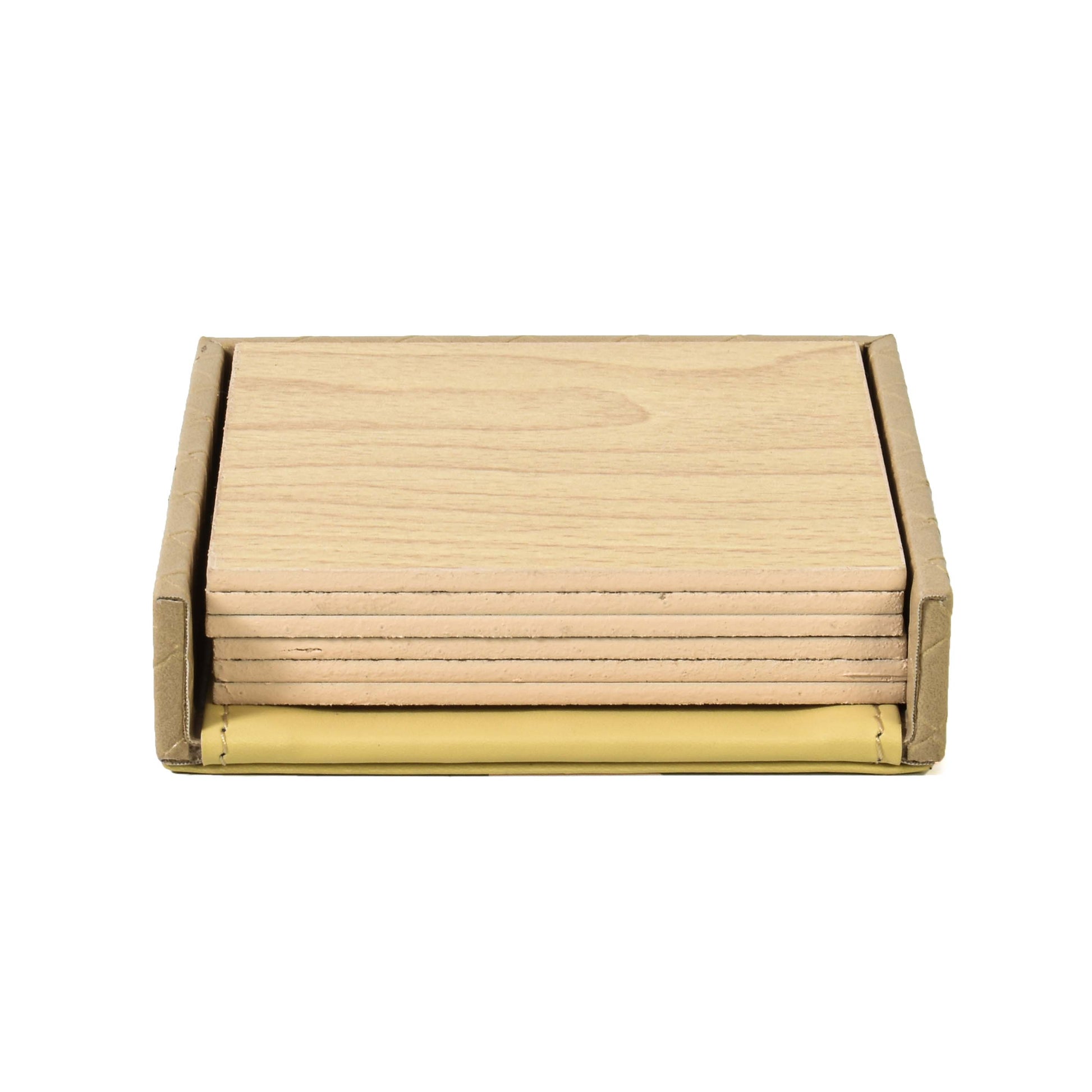Leatherette Square Coasters Set of 6 | Ivory | Rubix Ichkan