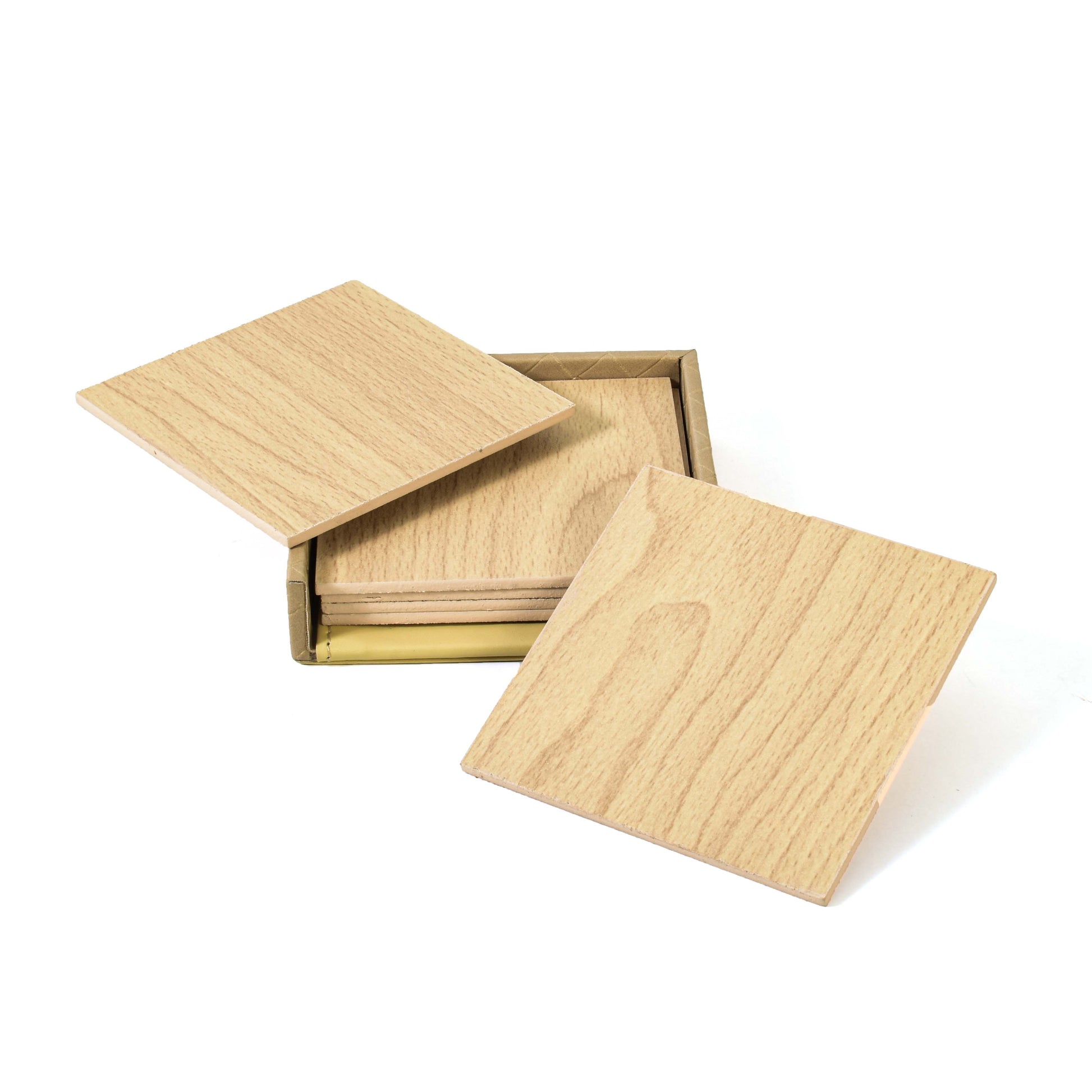 Leatherette Square Coasters Set of 6 | Ivory | Rubix Ichkan