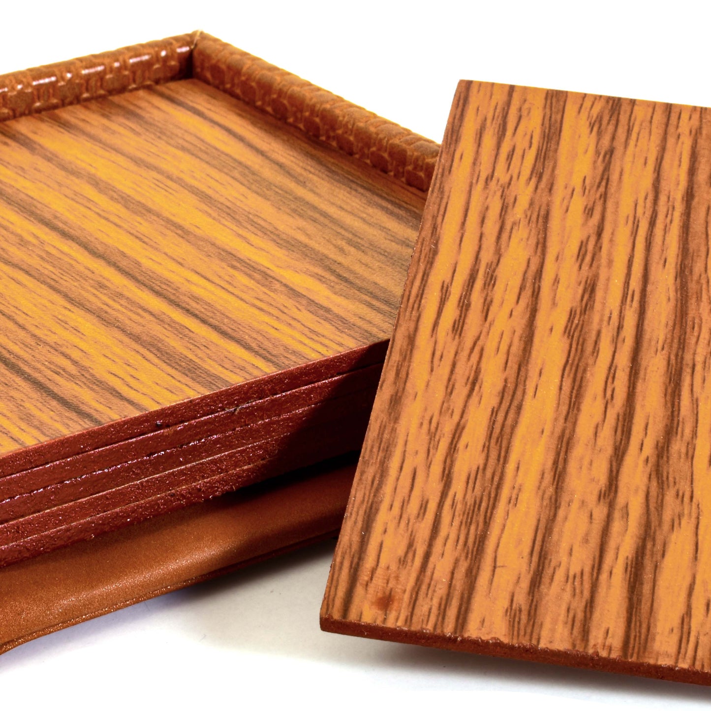 Leatherette Square Coasters Set of 6 | Tan | Rubix Ichkan