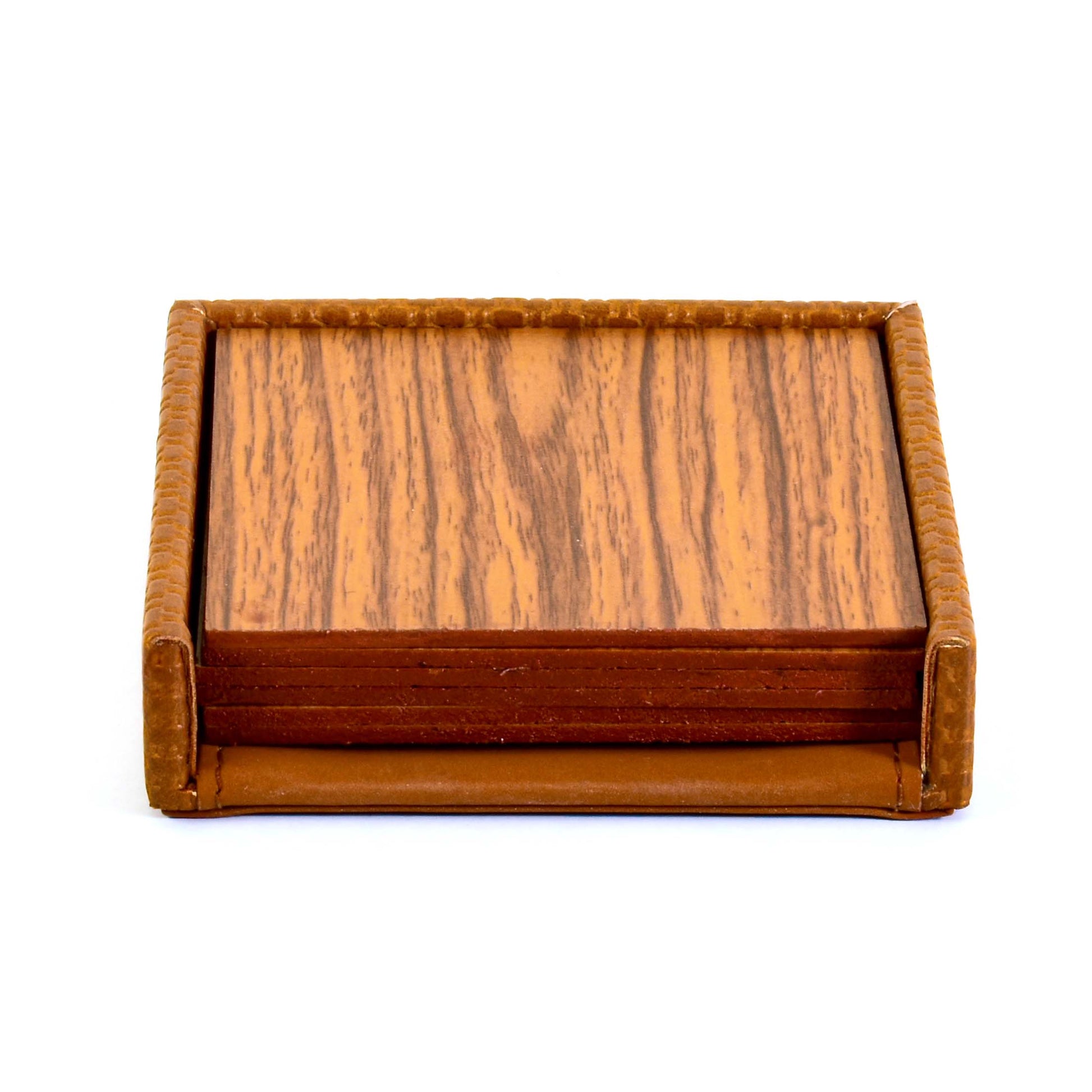 Leatherette Square Coasters Set of 6 | Tan | Rubix Ichkan