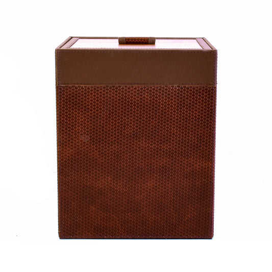 Leatherette Waste Bin With Lid | Brown | Rubix Ichkan