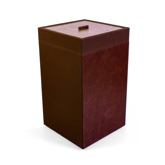 Leatherette Laundry Basket With Lid | Brown | Rubix Ichkan