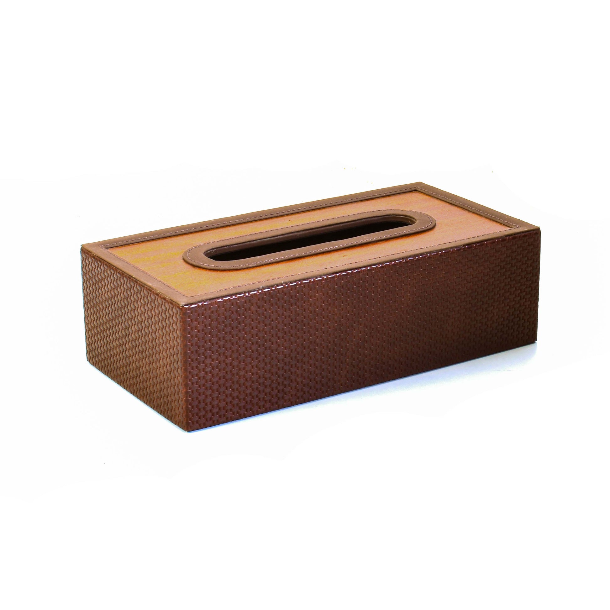 Leatherette Rectangle Tissue Box Holder | Brown | Rubix Ichkan