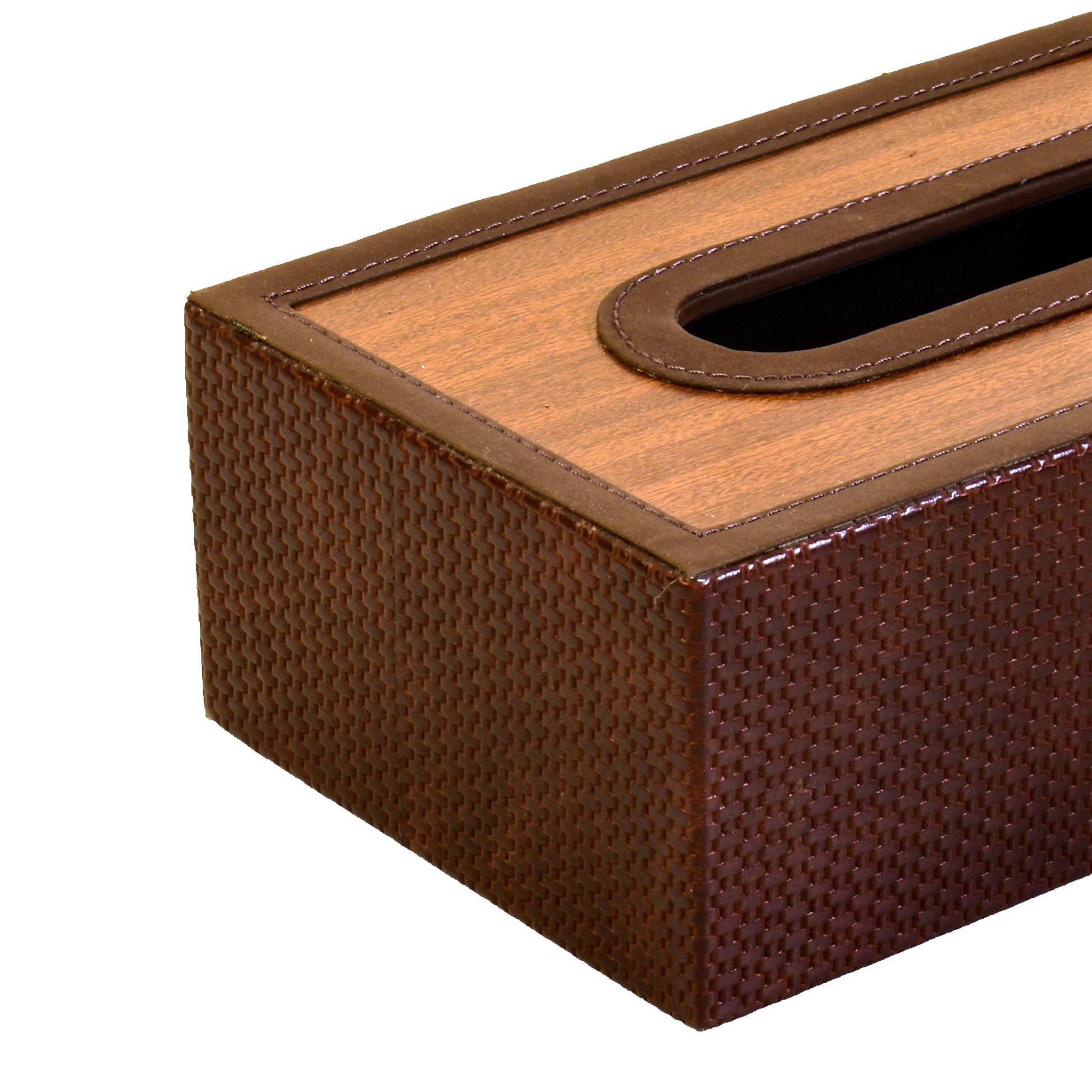 Leatherette Rectangle Tissue Box Holder | Brown | Rubix Ichkan