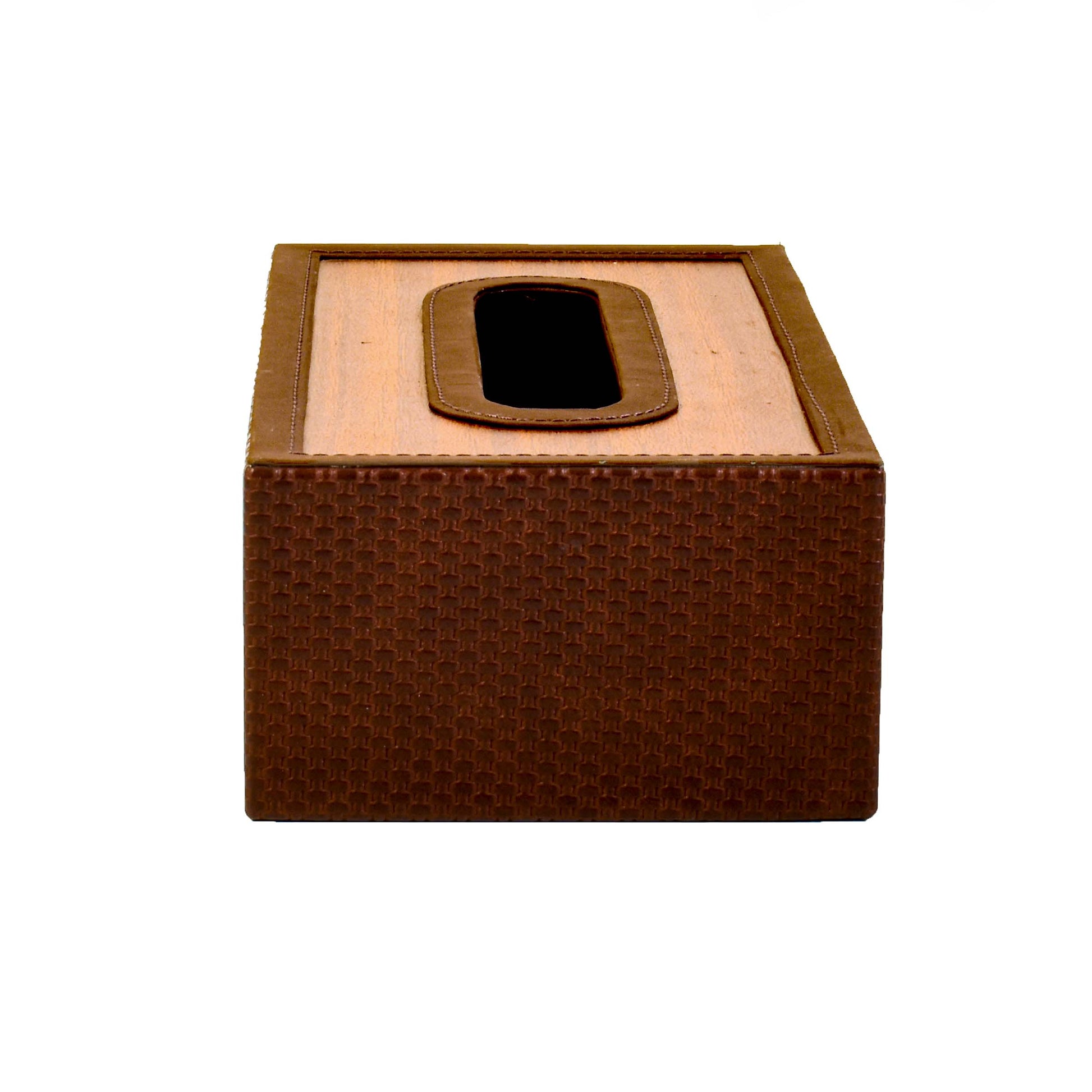 Leatherette Rectangle Tissue Box Holder | Brown | Rubix Ichkan