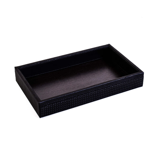 Leatherette Towel/Vanity Tray | Black | Rubix Ichkan