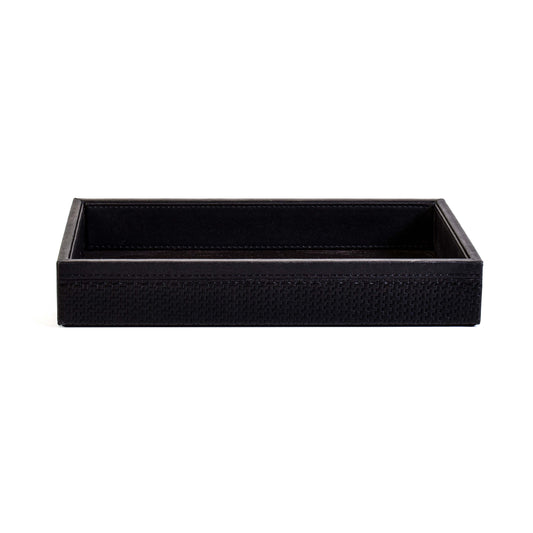 Leatherette Towel/Vanity Tray | Black | Rubix Ichkan