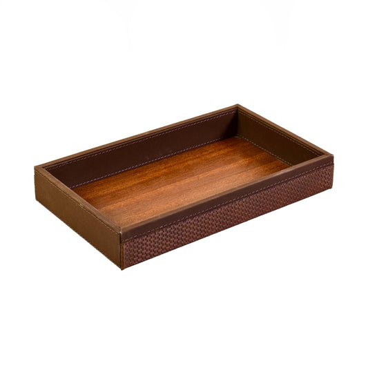 Leatherette Towel/Vanity Tray | Brown | Rubix Ichkan