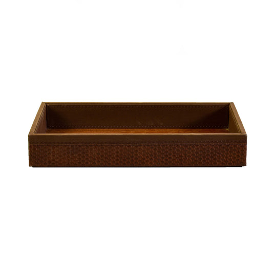 Leatherette Towel/Vanity Tray | Brown | Rubix Ichkan