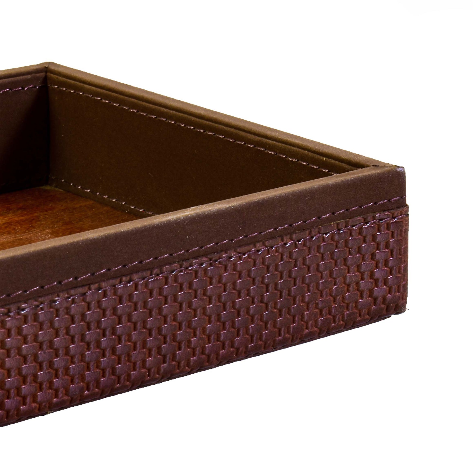 Leatherette Towel/Vanity Tray | Brown | Rubix Ichkan