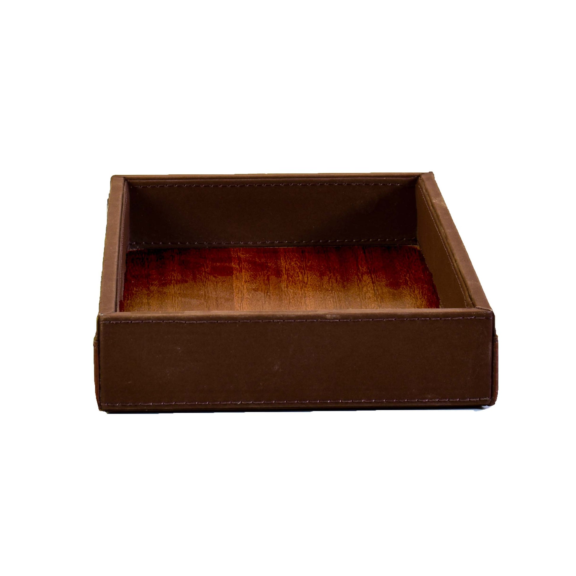 Leatherette Towel/Vanity Tray | Brown | Rubix Ichkan