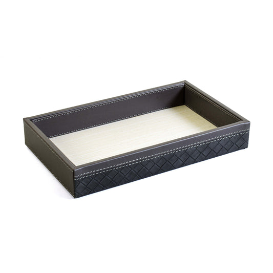 Leatherette Towel/Vanity Tray | Grey | Rubix Ichkan