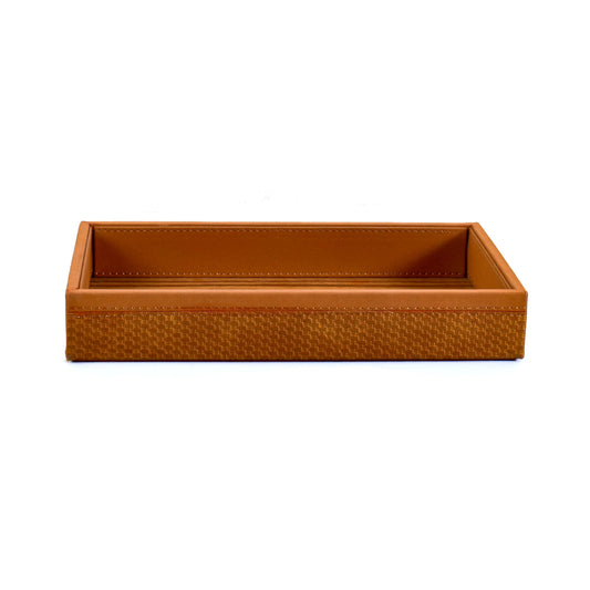 Leatherette Towel/Vanity Tray | Tan | Rubix Ichkan