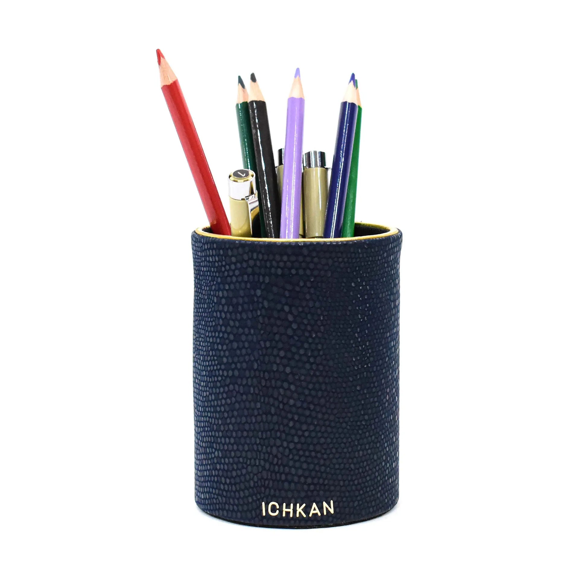 Leatherette Circular Pen/Brush Holder | Blue | Serpentine Ichkan