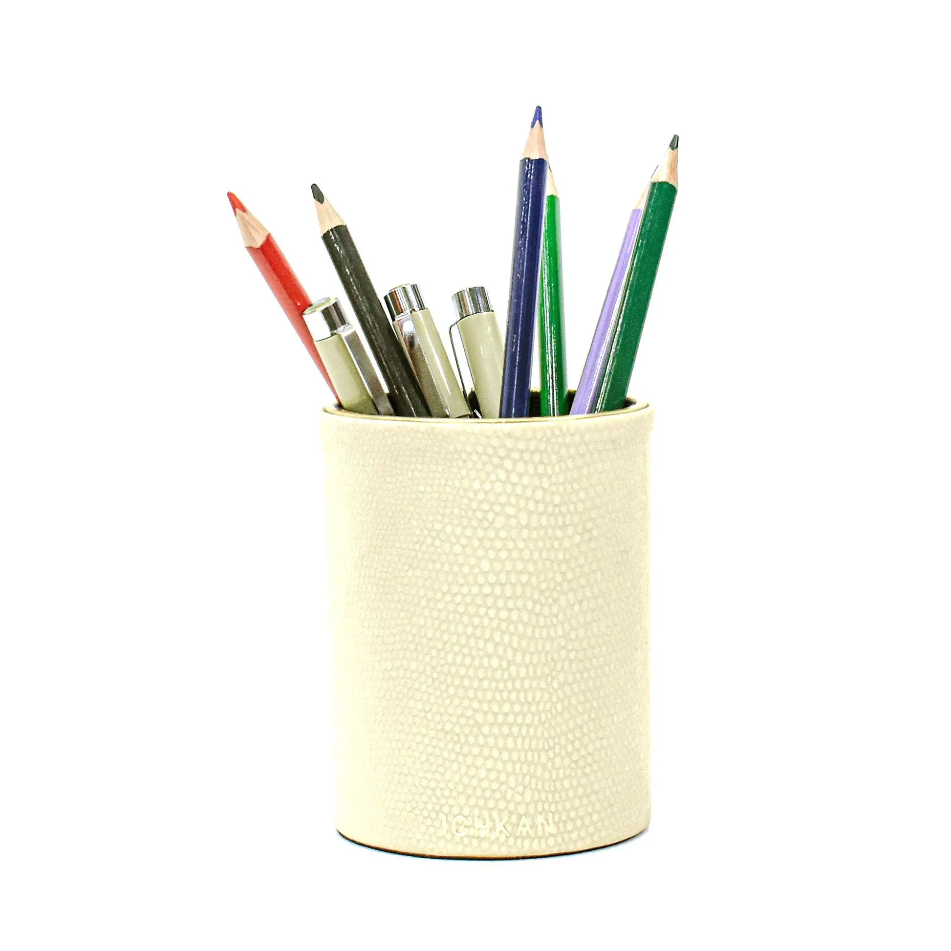 Leatherette Circular Pen/Brush Holder | Ivory | Serpentine Ichkan