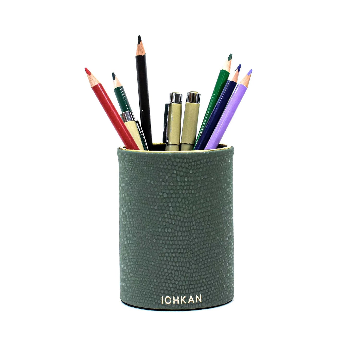 Leatherette Circular Pen/Brush Holder | Olive Green | Serpentine Ichkan