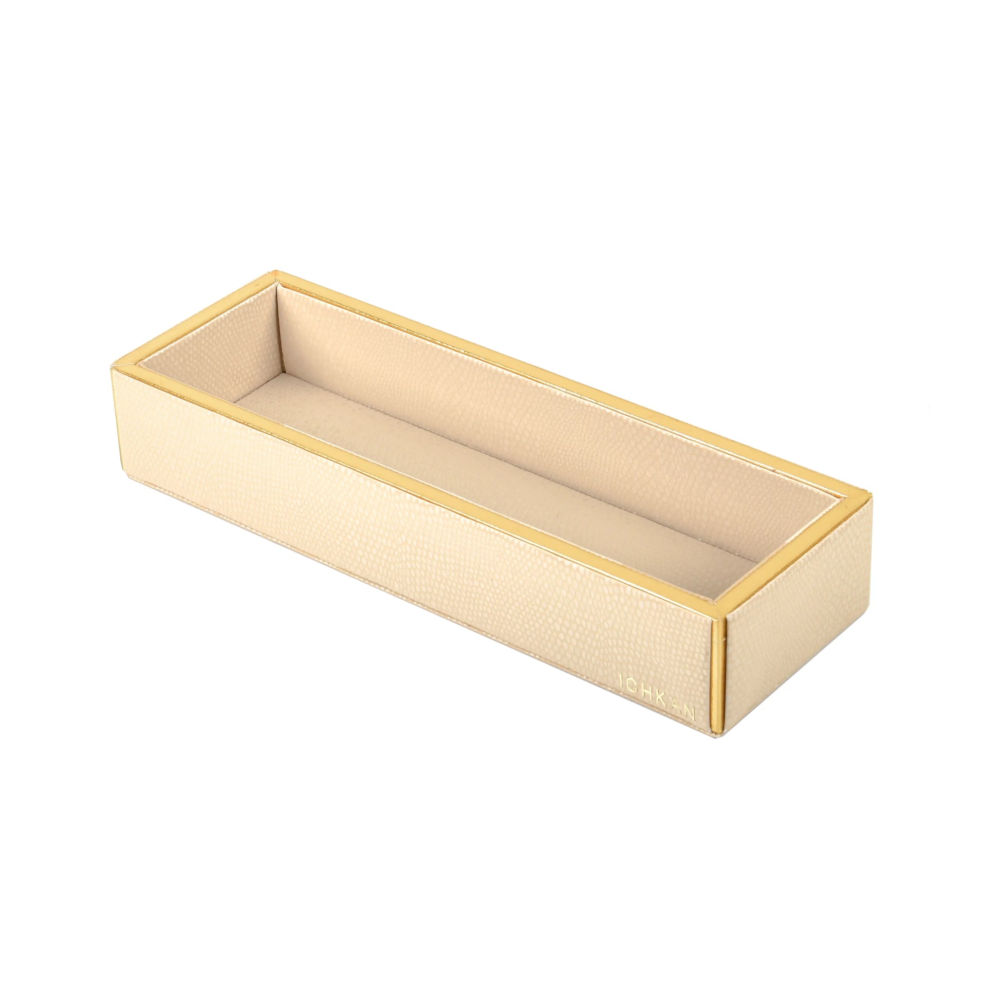 Leatherette Rectangle Long Cutlery Tray | Ivory | Serpentine Ichkan