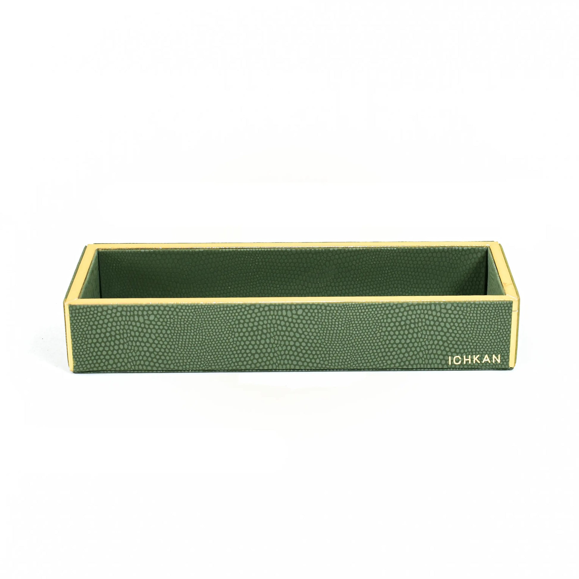 Leatherette Rectangle Long Cutlery Tray | Olive Green | Serpentine Ichkan