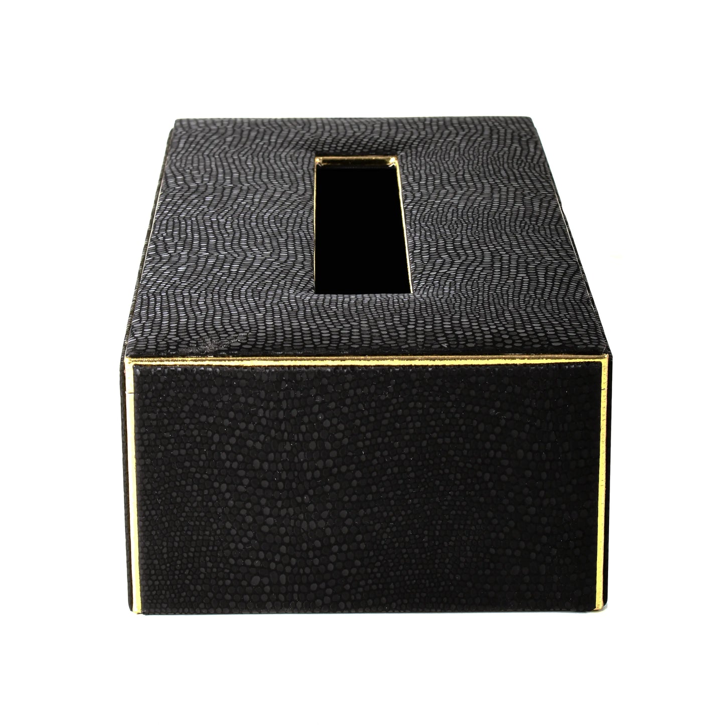 Leatherette Rectangle Tissue Box Holder | Black | Serpentine Ichkan