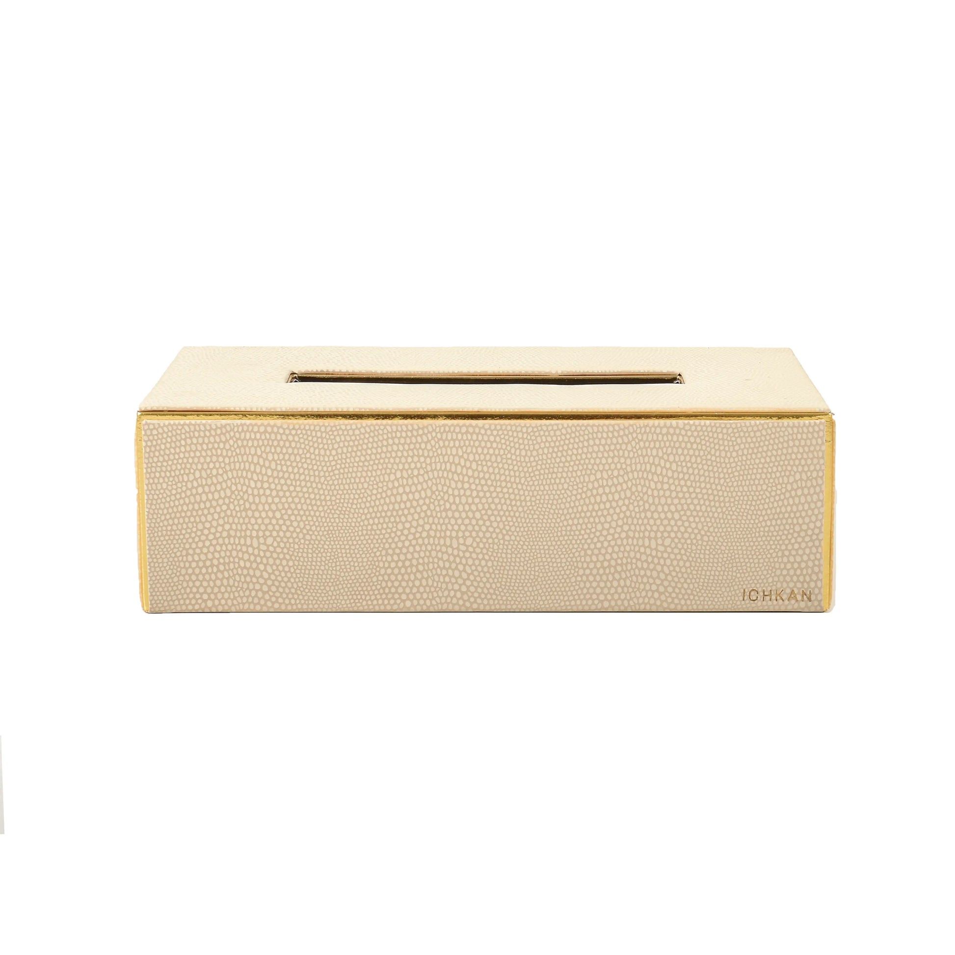 Leatherette Rectangle Tissue Box Holder | Ivory | Serpentine Ichkan