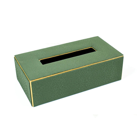 Leatherette Rectangle Tissue Box Holder | Olive Green | Serpentine Ichkan