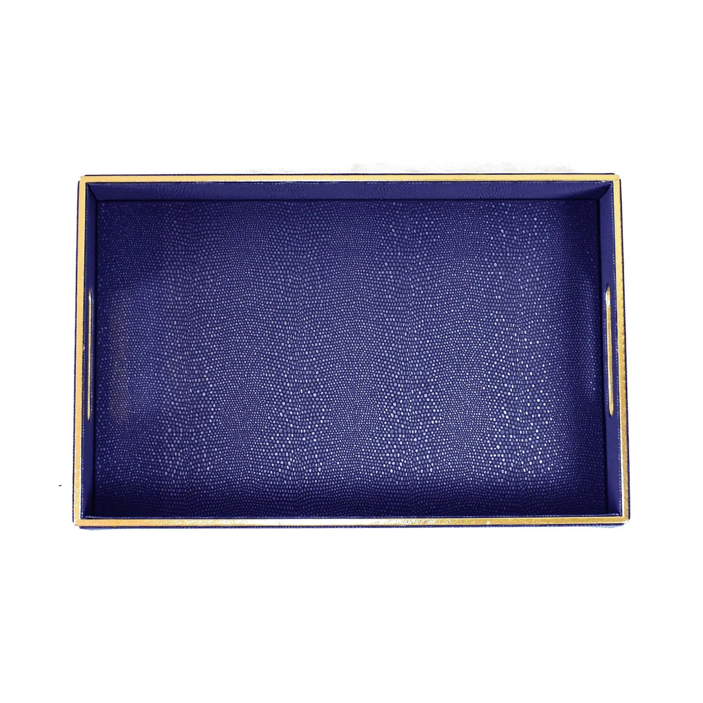 Leatherette Rectangle Serving Tray Small | Blue | Serpentine Ichkan
