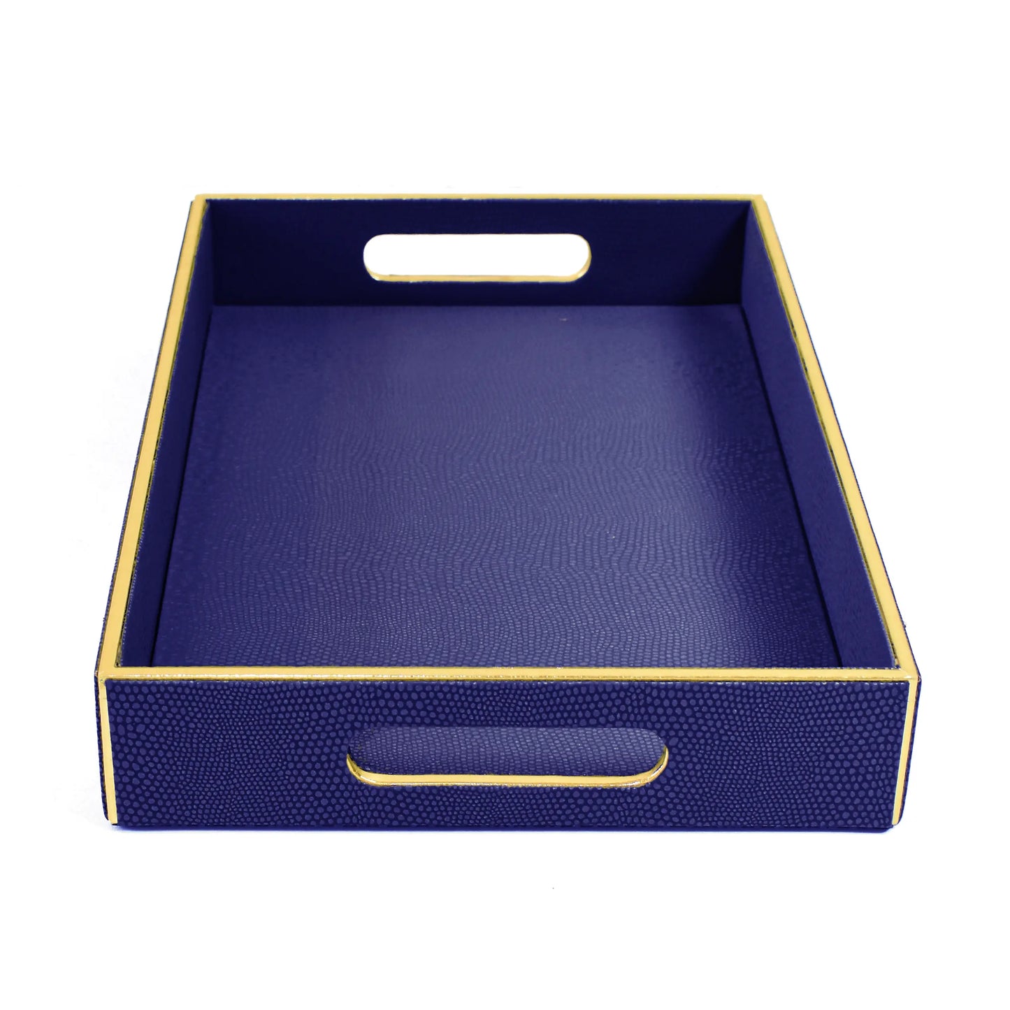 Leatherette Rectangle Serving Tray Large | Blue | Serpentine Ichkan