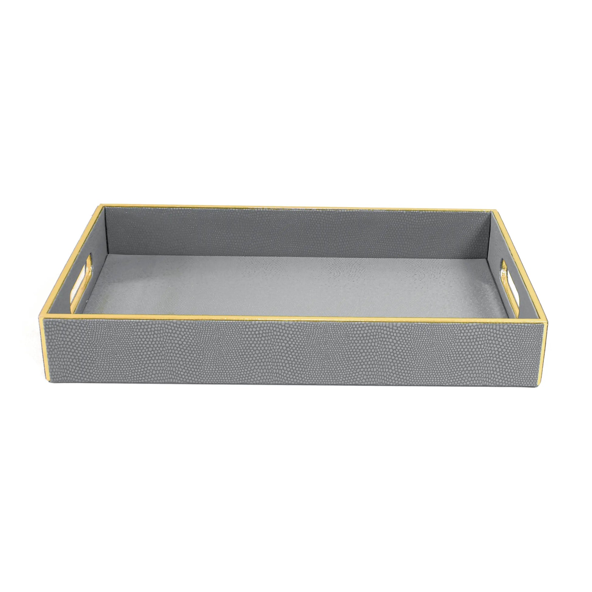 Leatherette Rectangle Serving Tray Set of 2 | Grey | Serpentine Ichkan