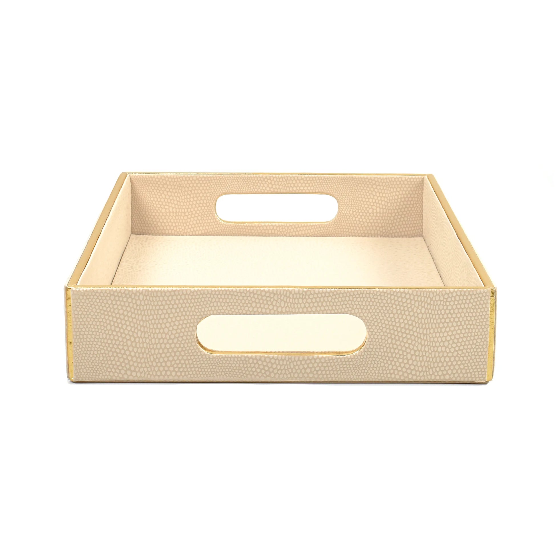 Leatherette Rectangle Serving Tray Set of 2 | Ivory | Serpentine Ichkan