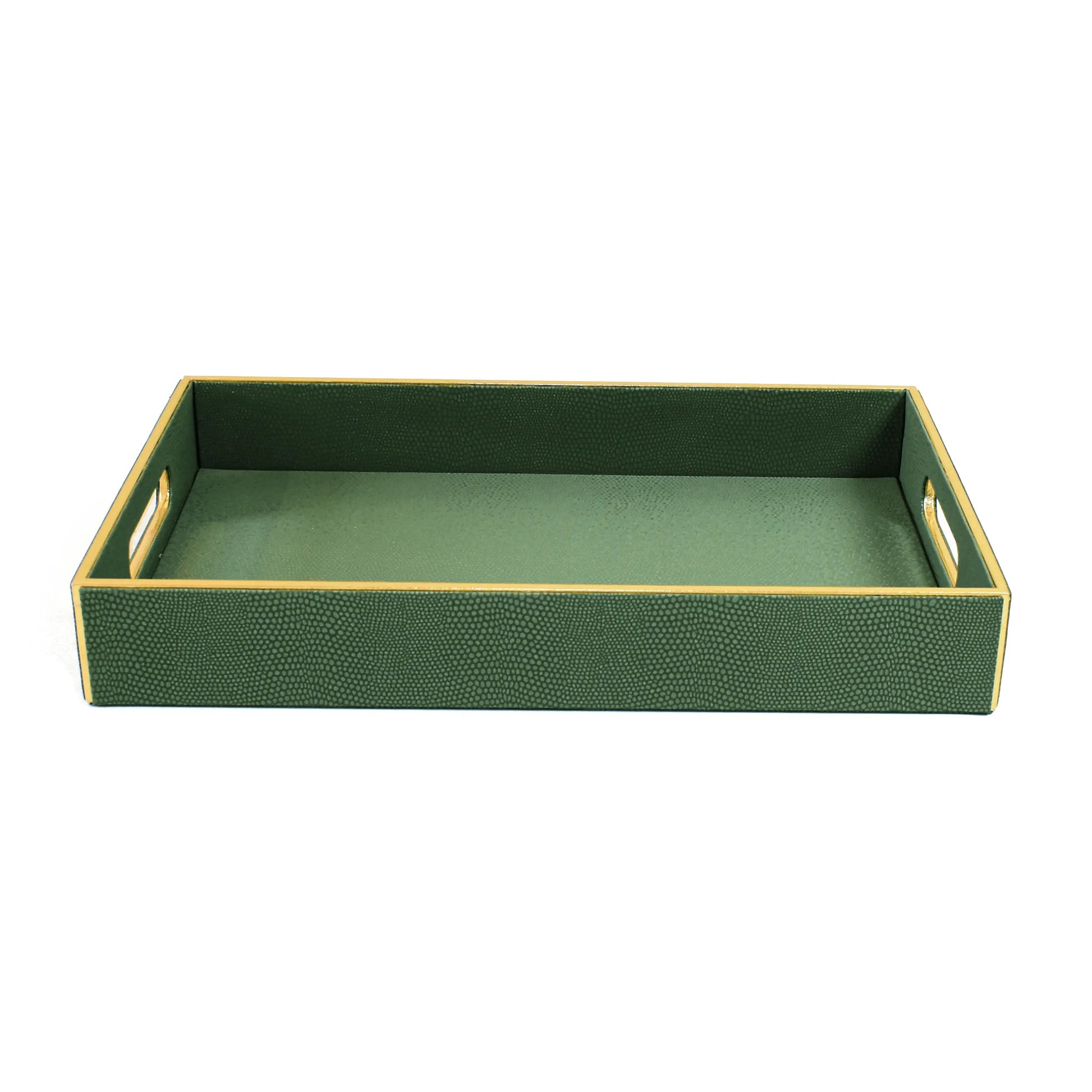 Leatherette Rectangle Serving Tray Small | Olive green | Serpentine Ichkan