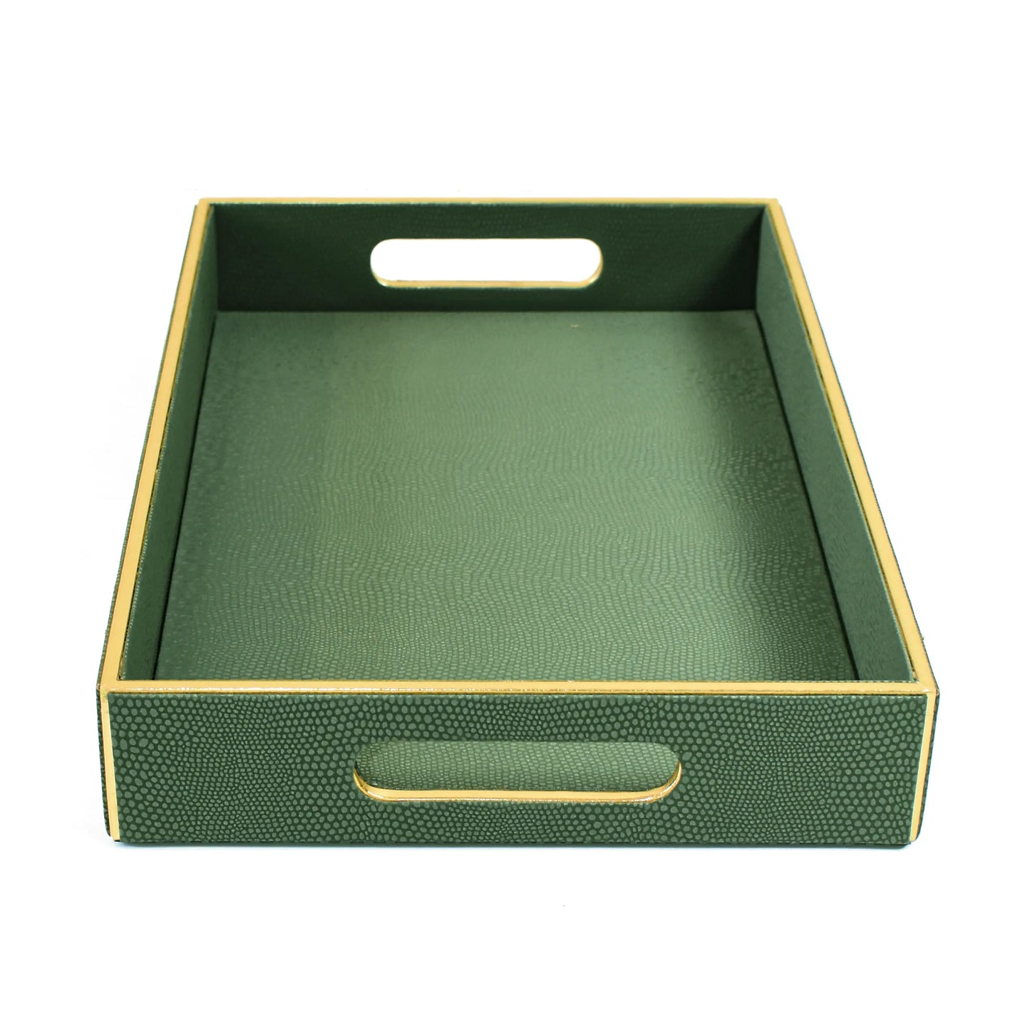 Leatherette Rectangle Serving Tray Set of 2 | Olive Green | Serpentine Ichkan