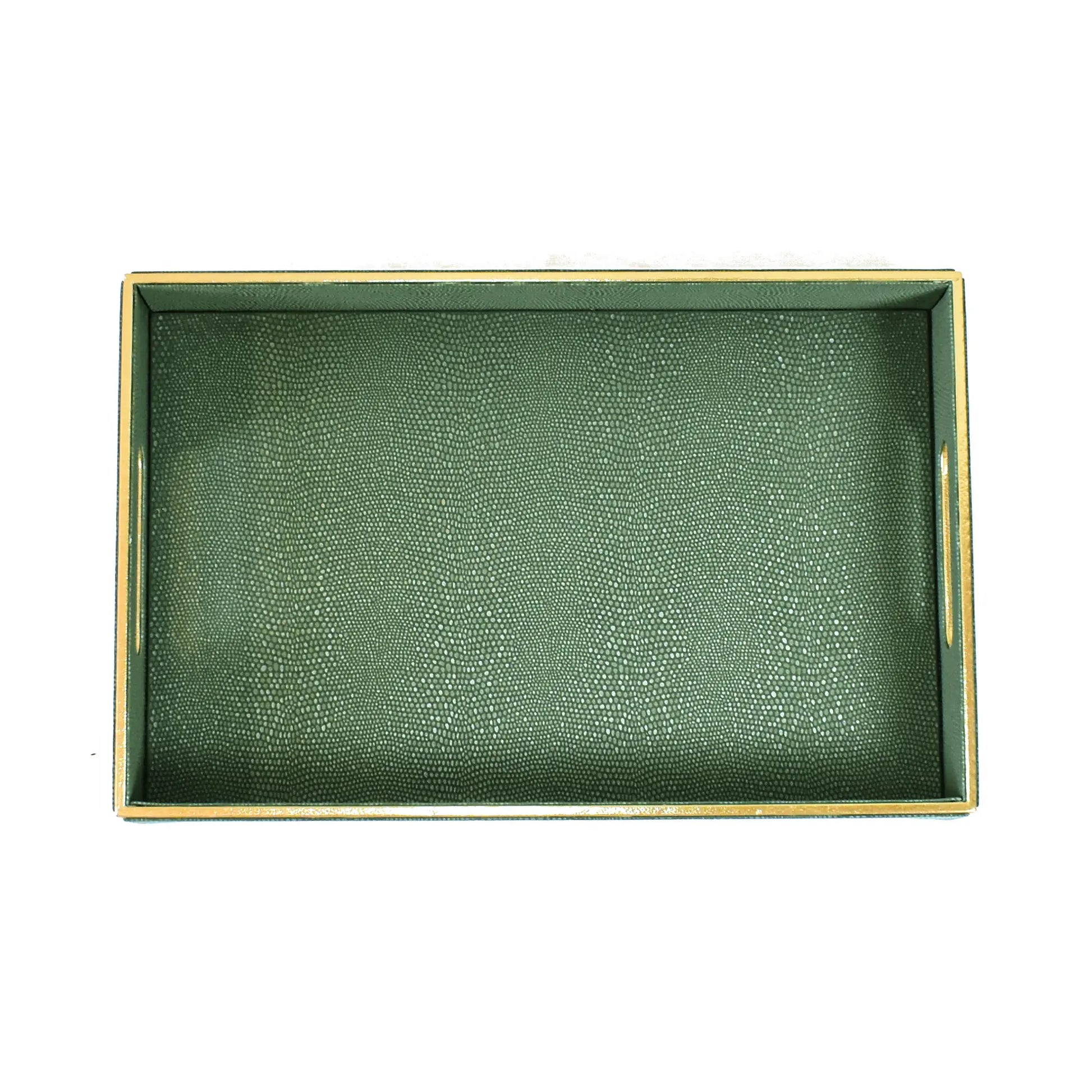 Leatherette Rectangle Serving Tray Large | Olive green | Serpentine Ichkan