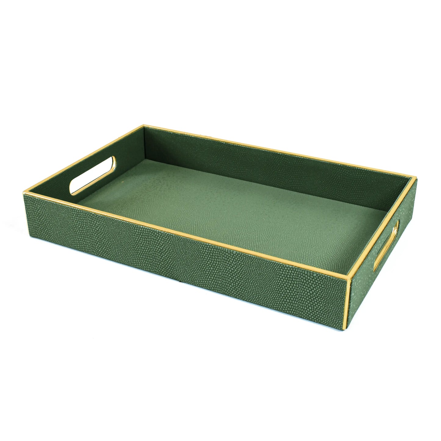 Leatherette Rectangle Serving Tray Large | Olive green | Serpentine Ichkan