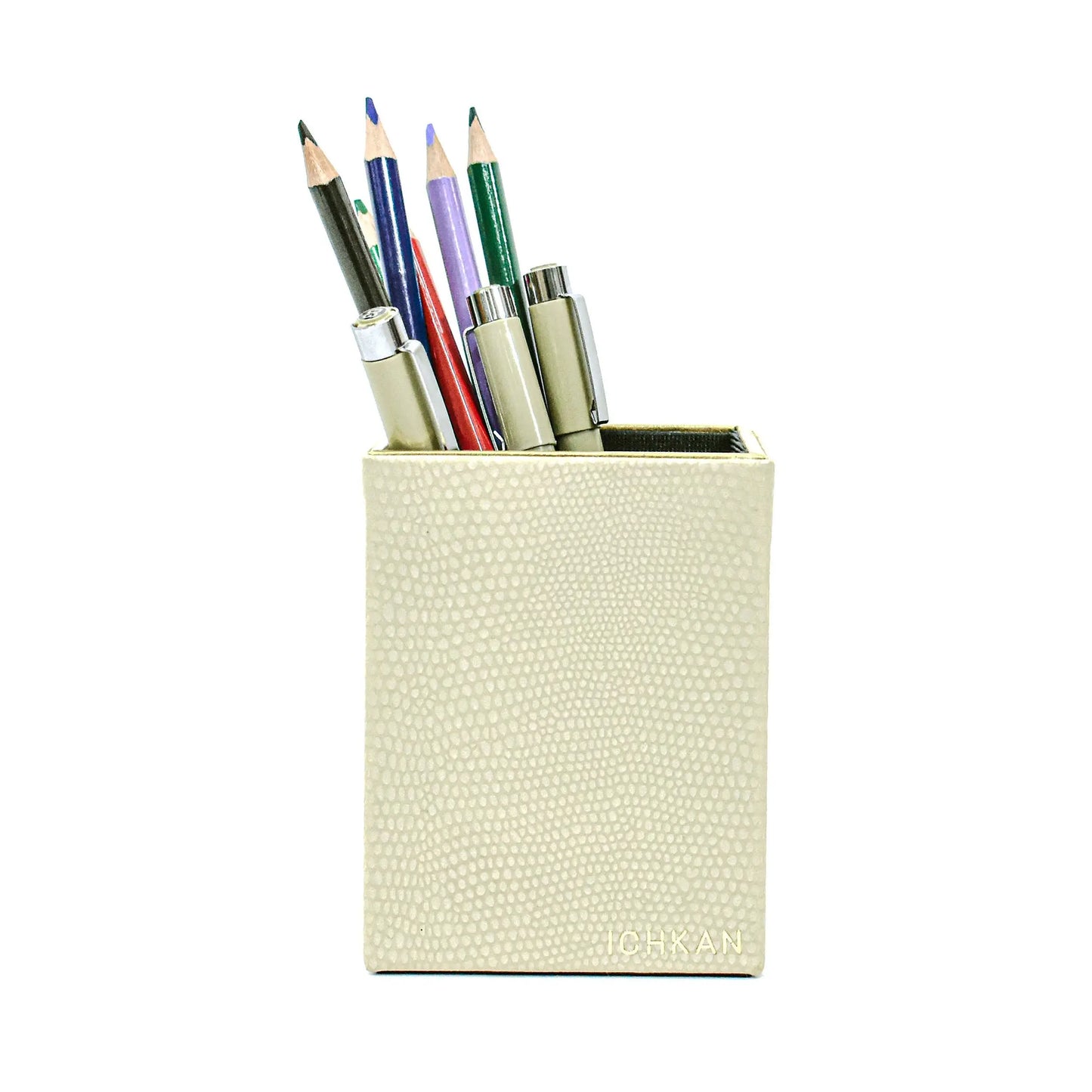Leatherette Square Pen/Brush Holder | Ivory | Serpentine Ichkan