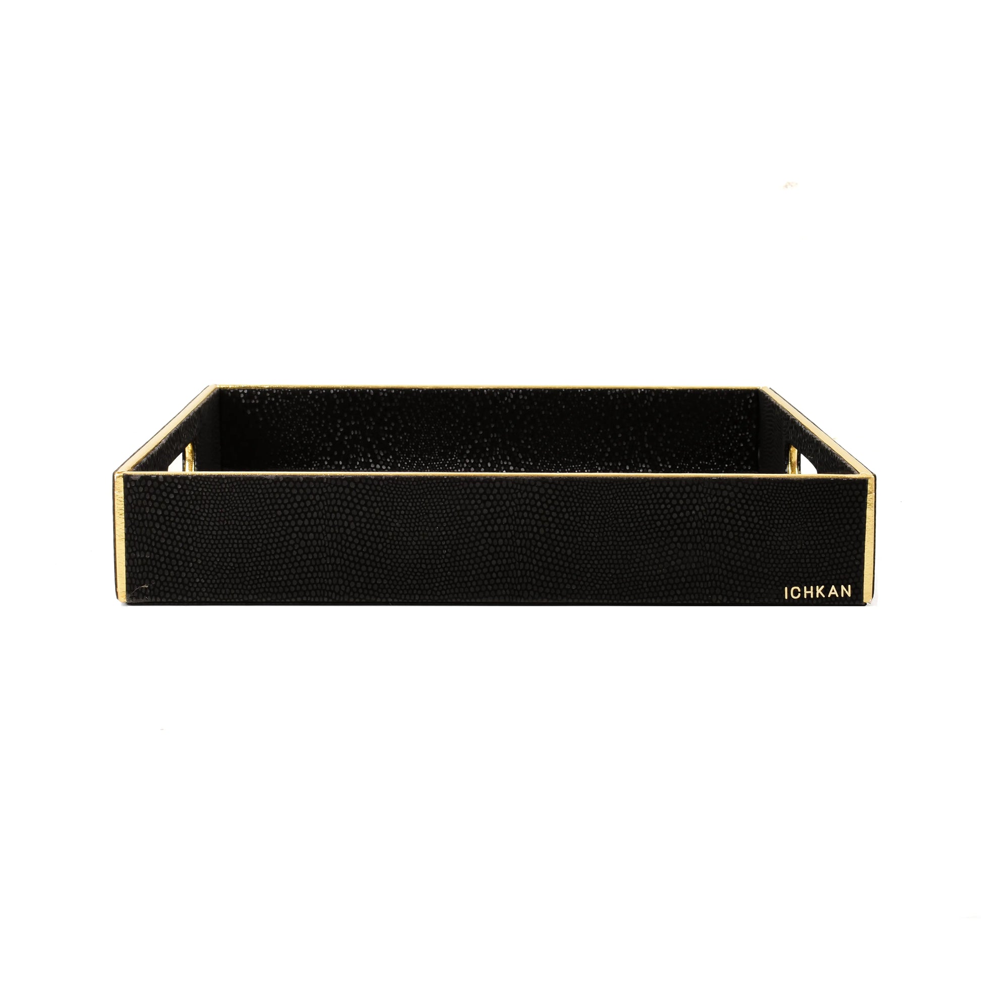 Leatherette Square Serving Tray Small | Black | Serpentine Ichkan