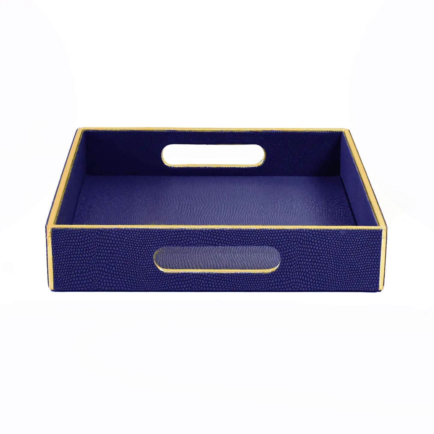 Leatherette Square Serving Tray Set of 2 | Blue | Serpentine Ichkan