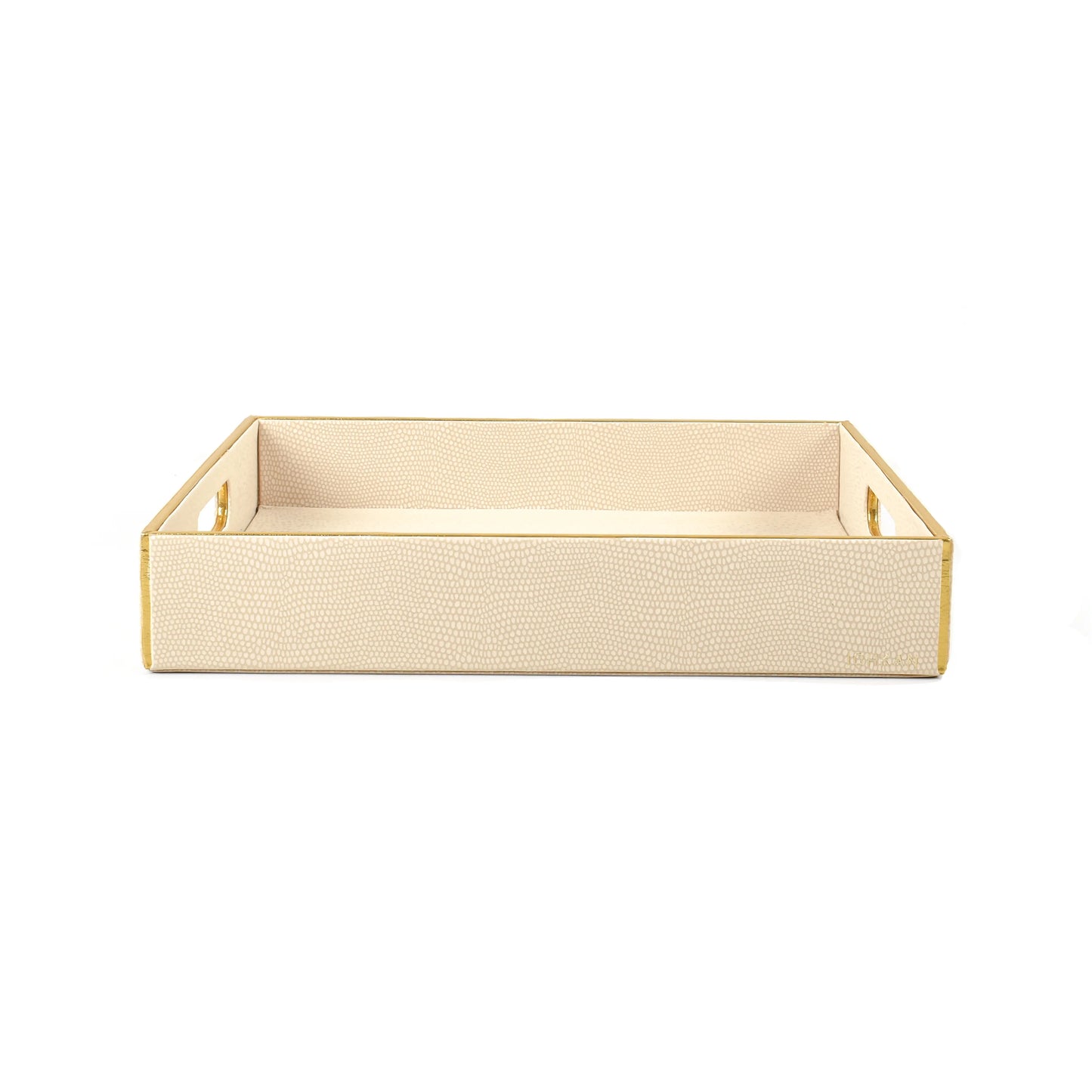 Leatherette Square Serving Tray Large | Ivory | Serpentine Ichkan
