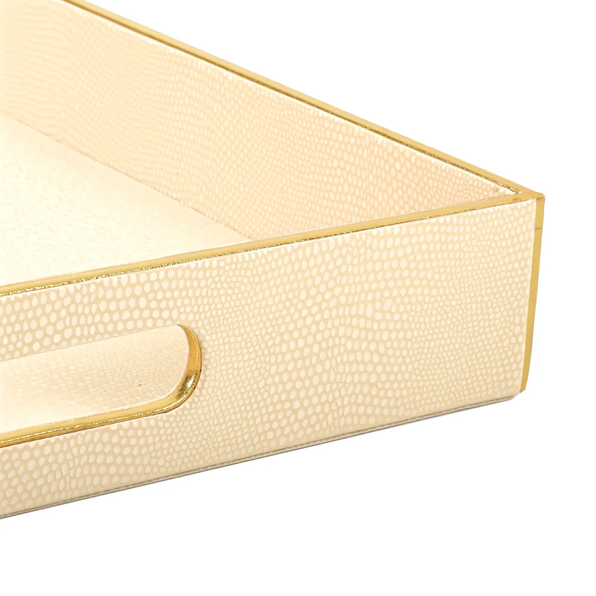 Leatherette Square Serving Tray Set of 2 | Ivory | Serpentine Ichkan